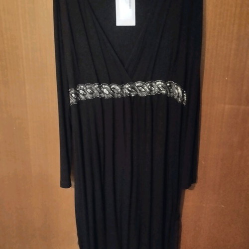 Black wrap dress new XXL with silver embroidered belt Motherland