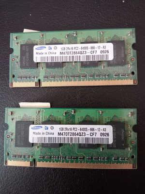 Samsung M470T2864QZ3-CF7 κάρτες RAM DDR2 1GB για laptop, σετ 2