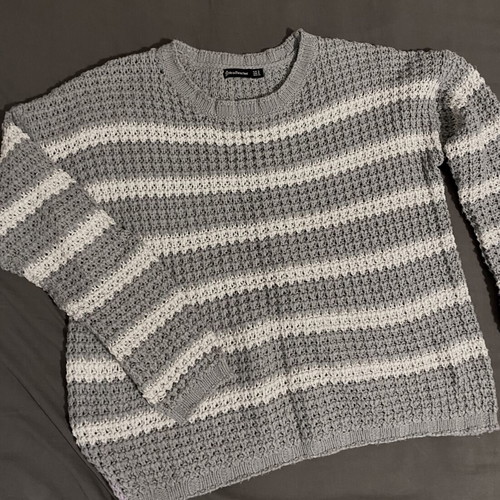Pull & Bear cozy sweater with chunky knit, white and grey