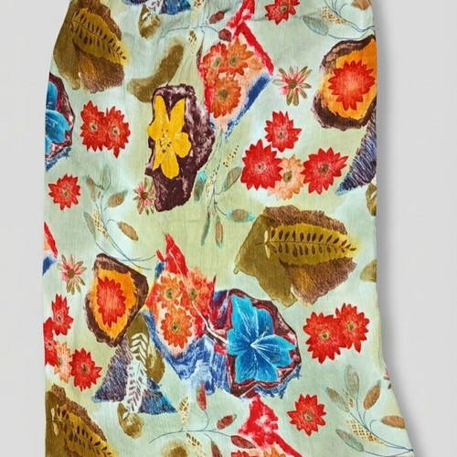 Abstract floral skirt, beige multicolor, size S
