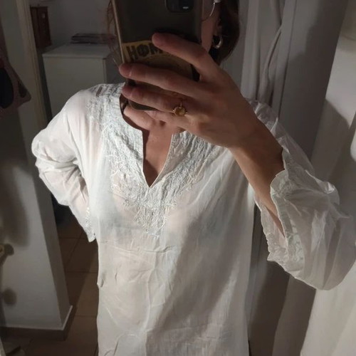 White beach dress like new with embroidery and sequins