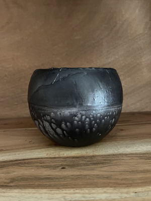 Small wax tealight holder, black and grey