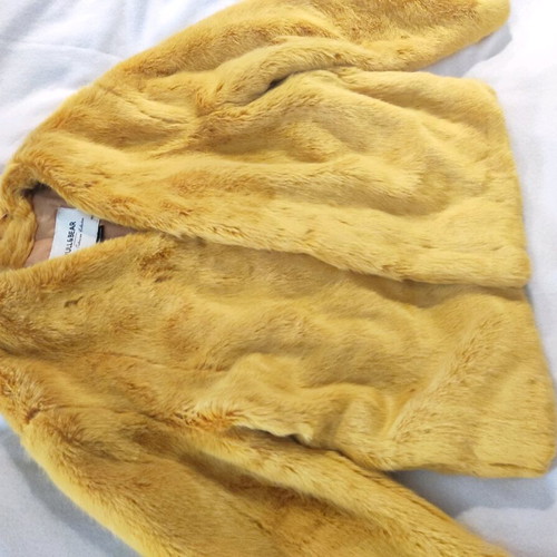 Pull & Bear yellow ecological faux fur jacket like new, size L