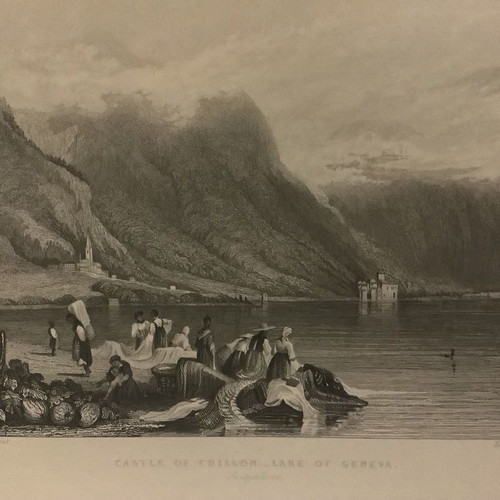 Chalcography Castle of Chillon on Lake Geneva used, 1840