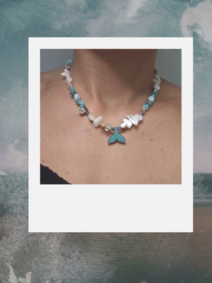 Queen of the Sea Summer Necklace with Turquoise Mermaid Tail