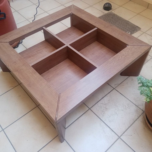 Living Room Coffee Table made of solid dark walnut wood with removable glass