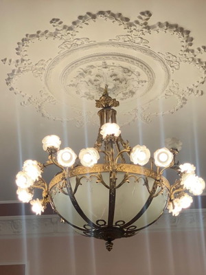 Bronze lamps with glass like new, set of 6 pieces