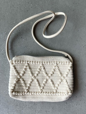 H&M women's shoulder bag new, white and beige cotton