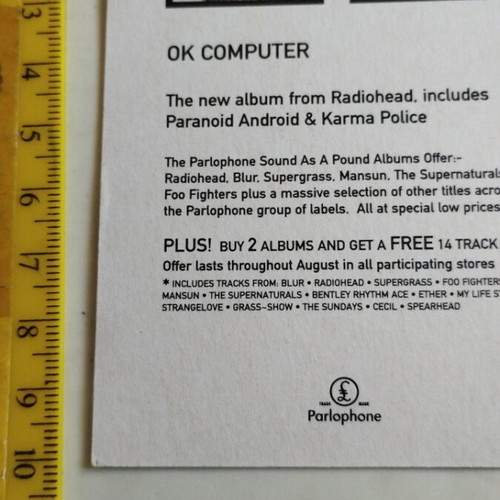 Radiohead Ok Computer Promo Card like new