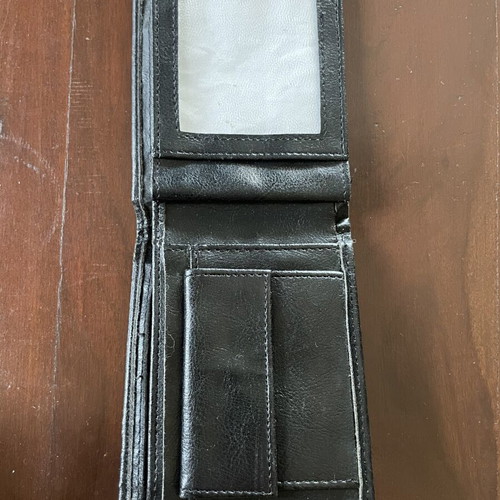 Angel Collection black leather men's bifold wallet, vintage