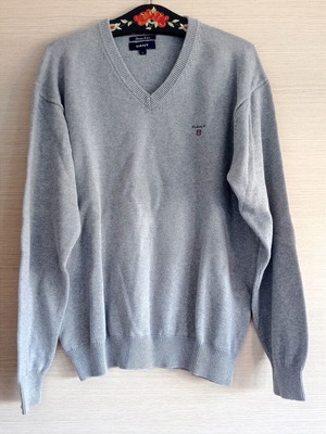 Gant gray cotton sweater men's large used