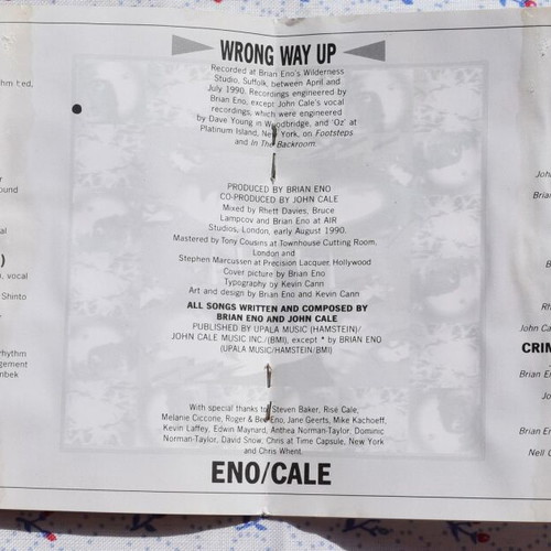 Eno / Cale Wrong Way Up CD used, electronic rock prog rock