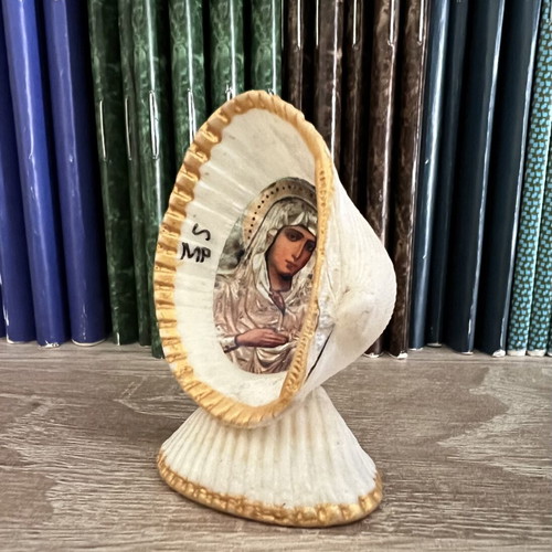 Handmade Panagia Ierousolymitsa Icon in Natural Shell like new