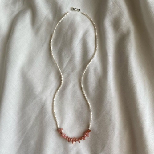 Handmade boho necklace with rhodochrosite chips made to order