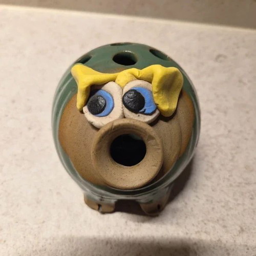 Ugly Pottery Wales Handmade Ceramic Pen Holder, Funny Pig