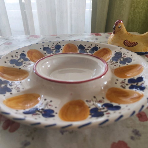 Easter porcelain egg holder plate like new, hand-painted