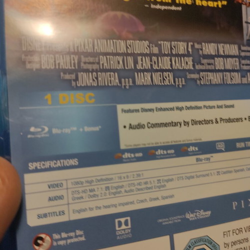 Toy Story 4 Blu-Ray like new, Greek audio and subtitles
