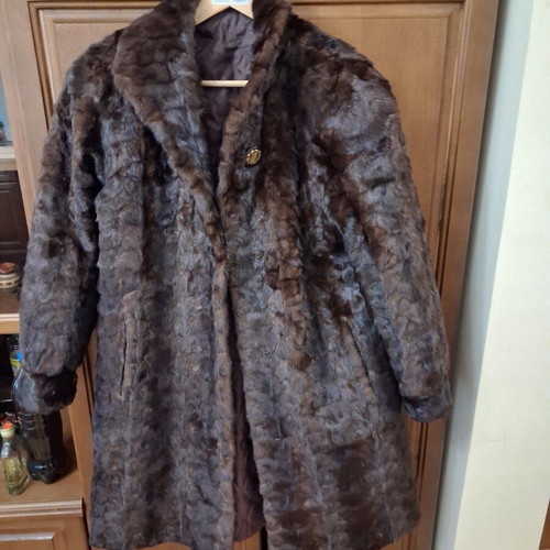 Vintage mink fur coat used, brown, medium length