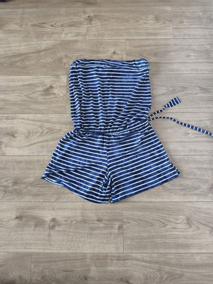 Reline strapless shorts jumpsuit S/M, navy stripes