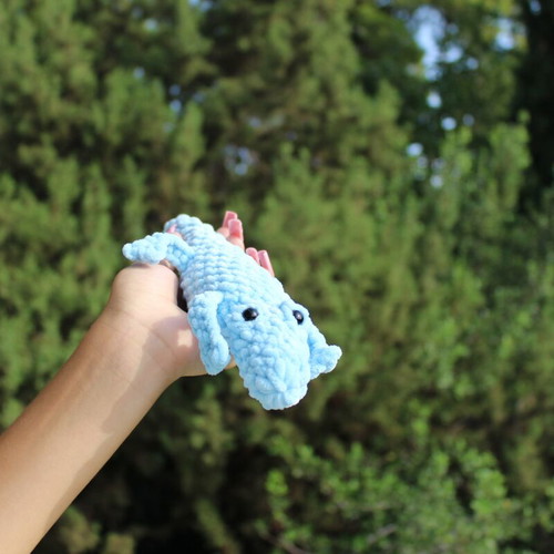 Handmade crocheted blue crocodile toy 27cm new