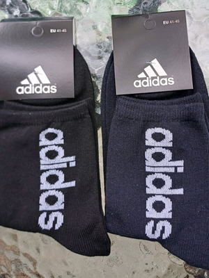 Adidas men's socks new, pack of 2 pairs, black and blue, size 41-45