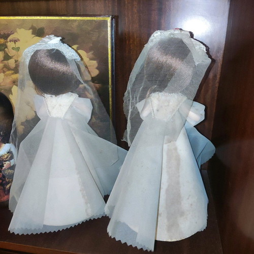 Vintage Sakura music dolls 70s used, bride wind-up music box
