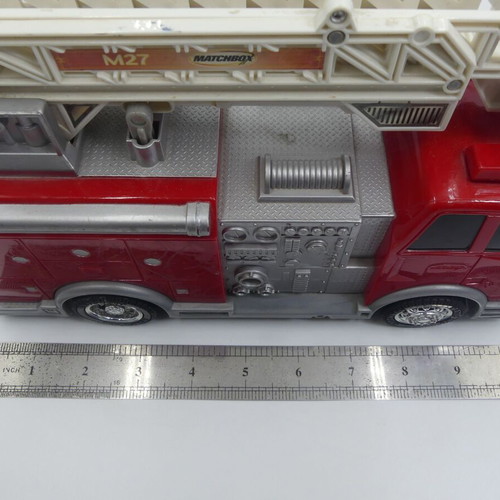 Matchbox fire engine toy truck used, red and gray