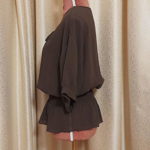 Zara blouse brown like new, crepe fabric, size M
