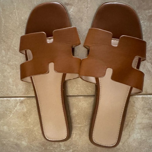 Summer sandals size 40 like new, brown faux leather