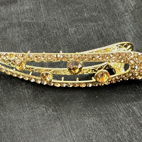 Hair clip new, metal with gold crystals