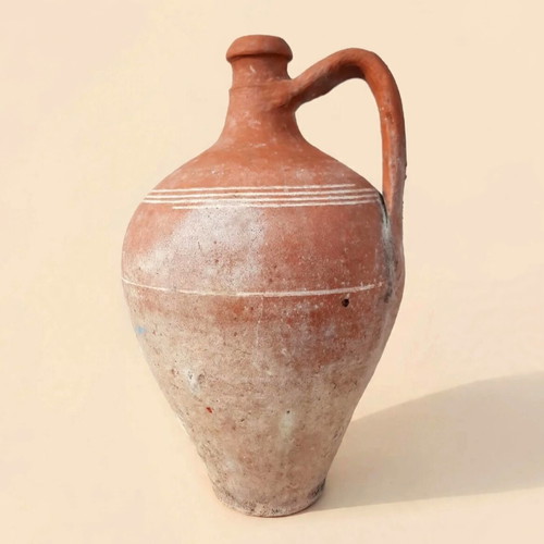 Authentic Refugee Clay Botza 1920 Kavala used, handmade red clay