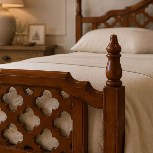 Double bed neoclassical design used, solid wood