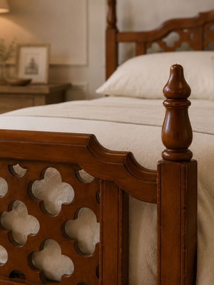 Double bed neoclassical design used, solid wood