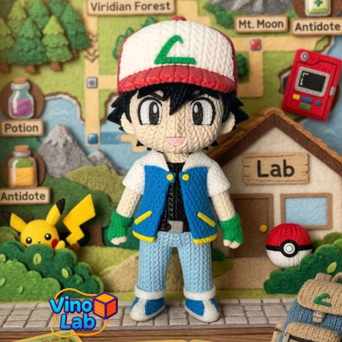 Ash Ketchum Pokemon 3d Printed Figure new