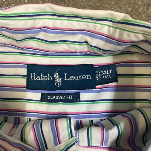 Ralph Lauren Fun Overhemd 3XL classic fit oxford pink green white pinstripe long sleeve shirt