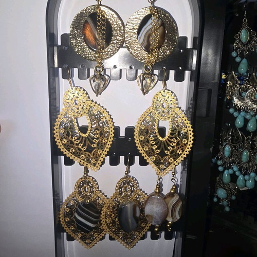 Stainless steel earrings new, pack of 4 pairs, gold color