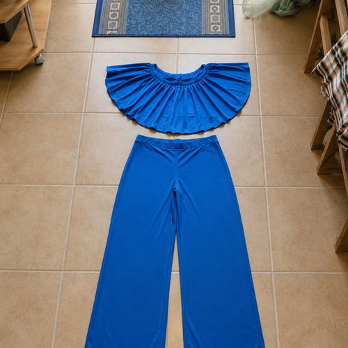 Women's set co-ord blue like new with crop top and palazzo pants