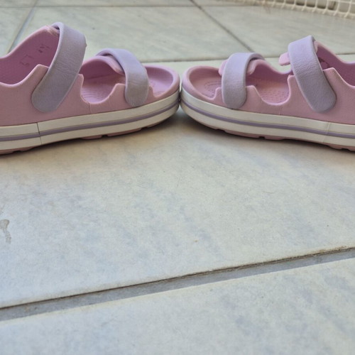 Crocs pink sandals with 3 charms, size C9