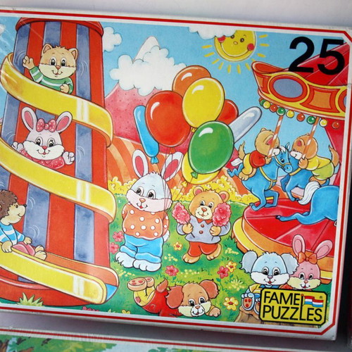 Vintage 80's Kitty Puppy Kids Sarah Kay Fame puzzles sealed, pack of 6