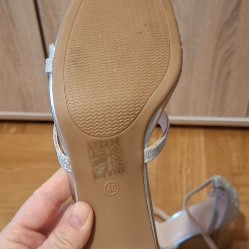 Silver sandals like new, size 40, 9 cm heel
