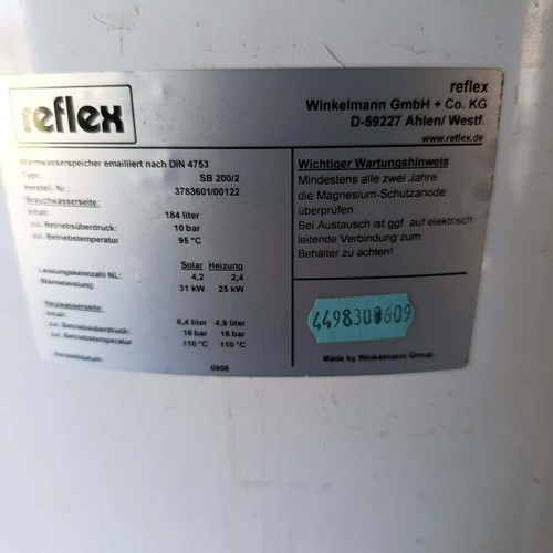 Boiler 200 lt triple energy used
