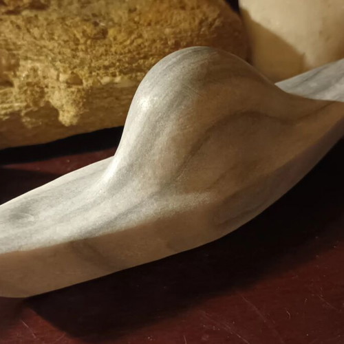 Cycladic marble ship sculpture, handcrafted