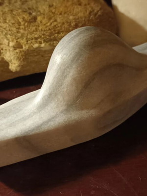 Cycladic marble ship sculpture, handcrafted
