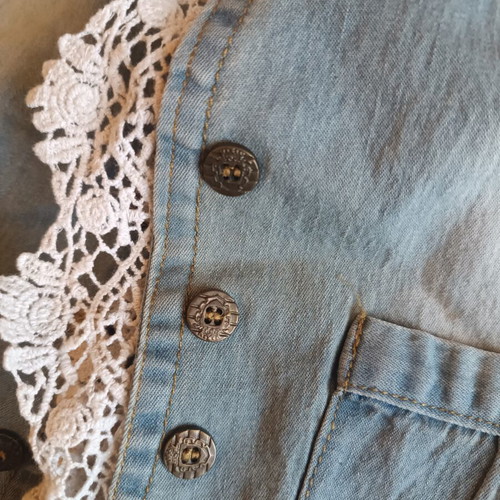 The Kids Show denim vest for girls with lace, like new, sizes 100-140 cm