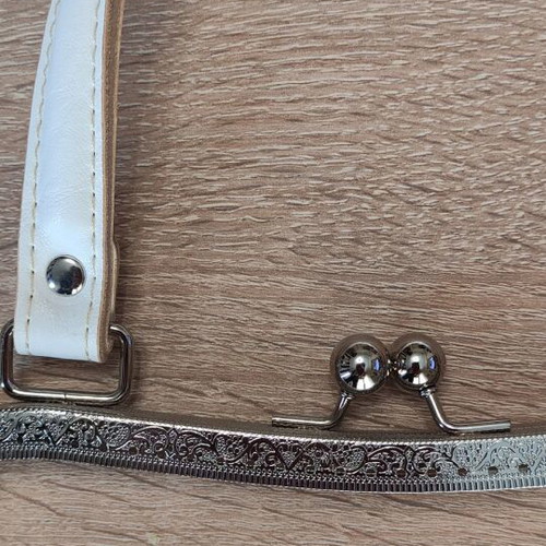 Metal bag frame clasp 27cm with leather handle new