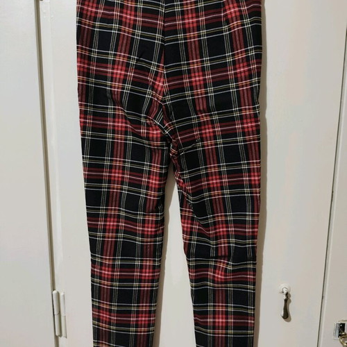 ZARA tartan leggings pants XS like new, red and black