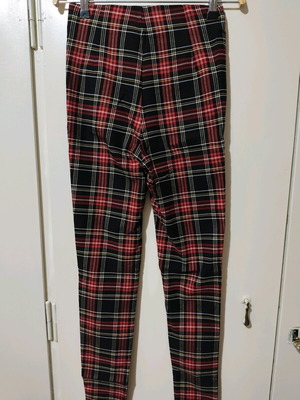 ZARA tartan leggings pants XS like new, red and black