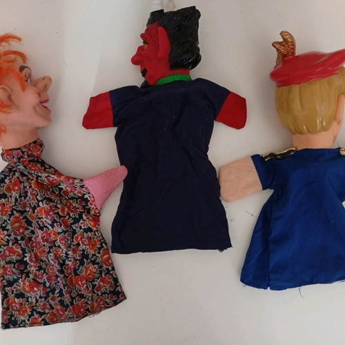 Vintage hand puppets used, set Prince Devil Beggar