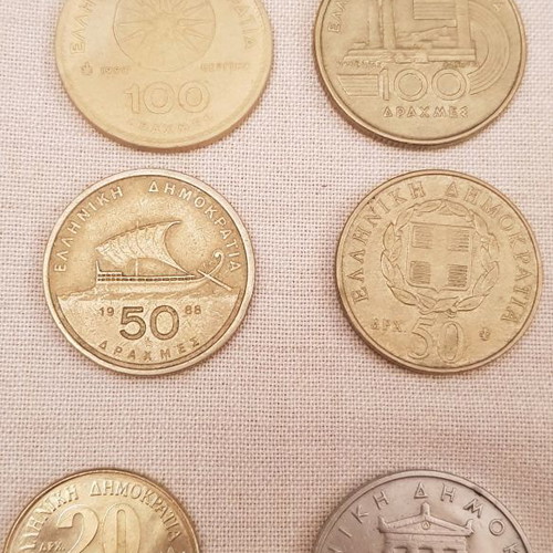 Drachma coin set used with 500 coin for collectors
