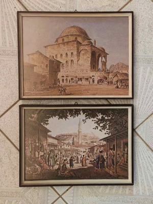 Vintage paintings used, pack of 2 with plaster frames